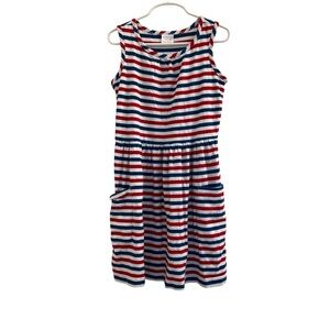 Hanna Andersson So Breezy Striped Dress Pockets Red White Blue Size 8 US 130 CM